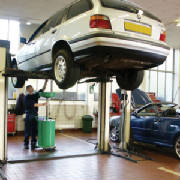 Car on Lift, Car Repairs in Caerphilly, Mid Glamorgan